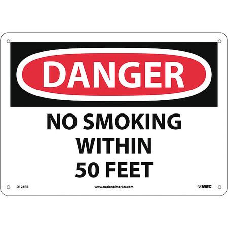 Nmc Danger No Smoking Within 50 Feet Sign, D124RB D124RB