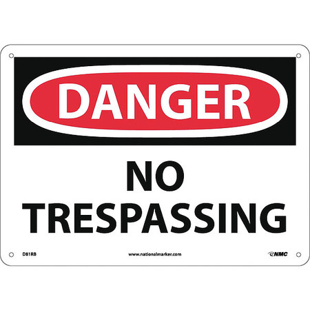 Nmc Danger No Trespassing Sign, D81RB D81RB
