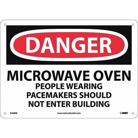 NMC Danger Pacemaker Radiation Warning Sign, 10 in Height, 14 in Width, Rigid Plastic D408RB