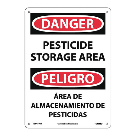 Nmc Danger Pesticide Storage Area Sign - Bilingual, ESD669RB ESD669RB