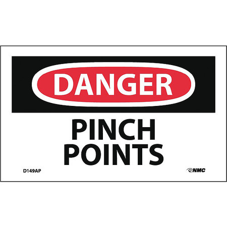 NMC Danger Pinch Points Label, Pk5, D149AP D149AP