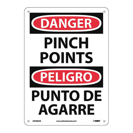 NMC Danger Pinch Points Sign - Bilingual ESD686AB