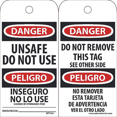 NMC Danger Unsafe Do Not Use Tag, Pk25 RPT154