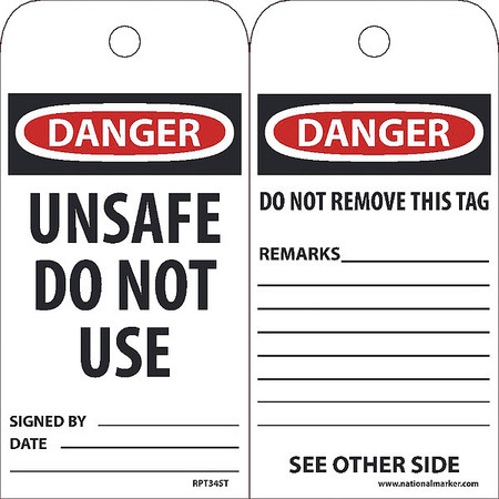 NMC Danger Unsafe Do Not Use Tag, Pk25 RPT34ST