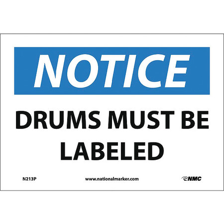 NMC Drums Must Be Labeled Sign, Header: Notice N213P