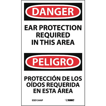 NMC Ear Protection Required Label, Pk5, ESD134AP ESD134AP