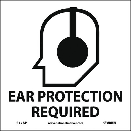 NMC Ear Protection Required Label, Pk5, S17AP S17AP