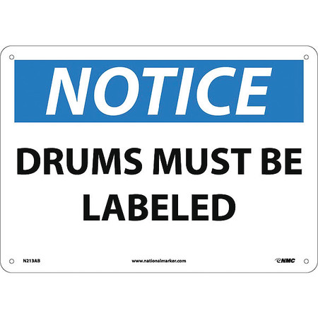 NMC Drums Must Be Labeled Sign, Material: Standard Aluminum N213AB