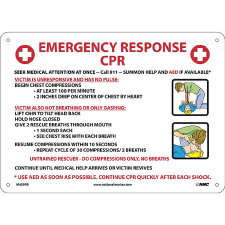NMC Emergency Response CPR Instructions Sign, M459RB M459RB