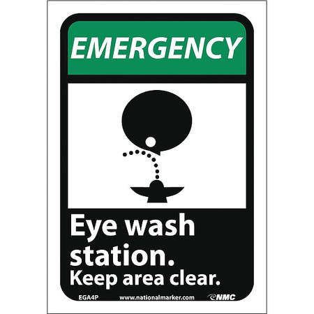 NMC Emergency Eye Wash Station Keep Area Clear Sign, EGA4P EGA4P