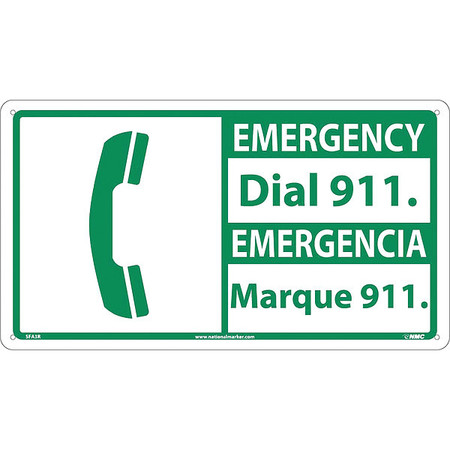 NMC Emergency Dial 911 Sign - Bilingual, SFA3R SFA3R
