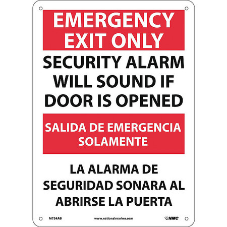 NMC Emergency Exit Only Sign - Bilingual M734AB