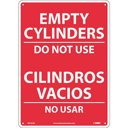 NMC Empty Cylinders Do Not Use Sign - Bilingual, M745AB M745AB