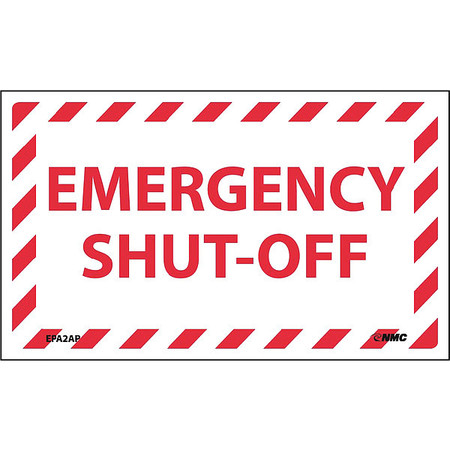 NMC Emergency Shut-Off Label, Pk5, EPA2AP EPA2AP