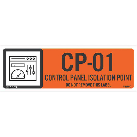 NMC Energy Isolation - Control Panel Isolation Point, Pk10, Material: Adhesive Backed Vinyl ISL1309