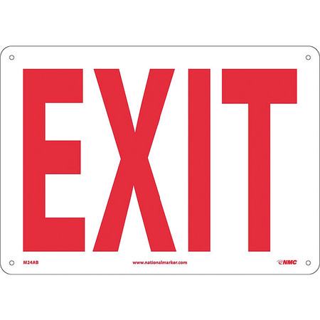 NMC Exit Sign, 14 in W, 10 in H, Aluminum M24AB
