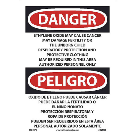 NMC Ethylene Oxide May Cause Cancer Sign - Bilingual, ESD33PB ESD33PB