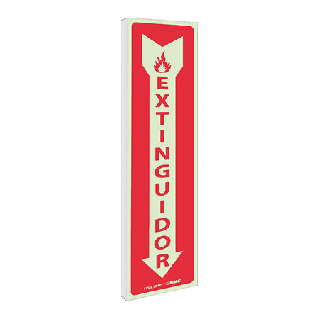 NMC Extinguisher Sign - Spanish, 18 in Height, 4 in Width, Glow Rigid SPGLTV44