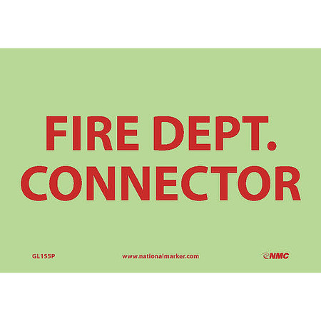 NMC Fire Dept. Connector Sign, 7 in Height, 10 in Width, Glow Polyester GL155P