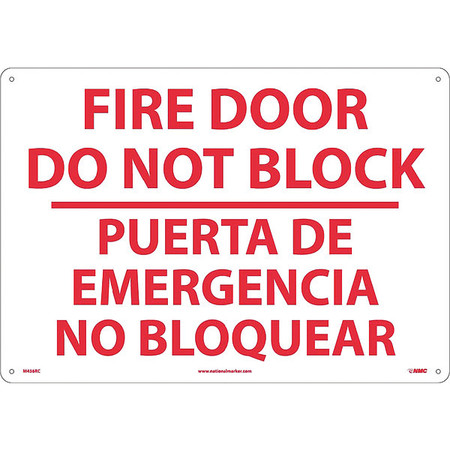 NMC Fire Door Do Not Block Sign - Bilingual M436RC
