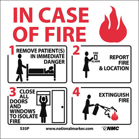 NMC Fire Safety Sign, 7 in Height, 7 in Width, Pressure Sensitive Vinyl S35P