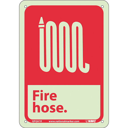 NMC Fire Hose Sign, 10 in Height, 7 in Width, Glow Rigid GFGA1R