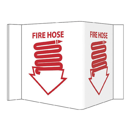 NMC Fire Hose Sign, 5-3/4 in Height, 8-3/4 in Width, Pvc VS2W