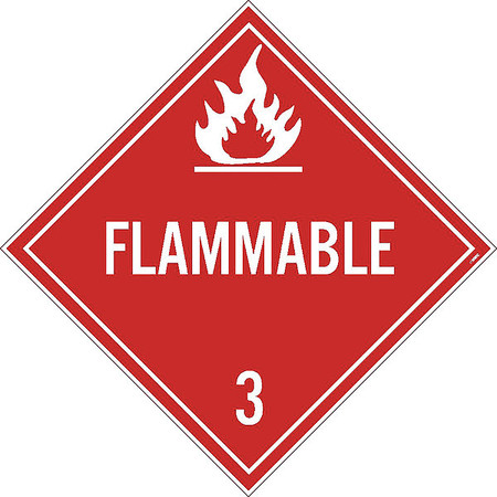 NMC Flammable 3 Dot Placard Sign, Pk100, Material: Pressure Sensitive Removable Vinyl .0045 DL158PR100