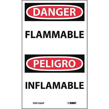 NMC Flammable Bilingual Label, Pk5 ESD126AP