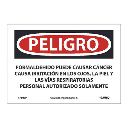 NMC Formaldehyde May Cause Cancer Sign - Spanish, SPD30P SPD30P