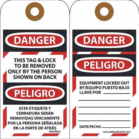 NMC Danger This Tag & Lock To Be Removed Only By Bilingual Tag, Pk25 SPLOTAG1-25