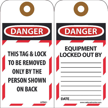 NMC Danger This Tag & Lock To Be Removed Only By Tag, Pk10 LOTAG1