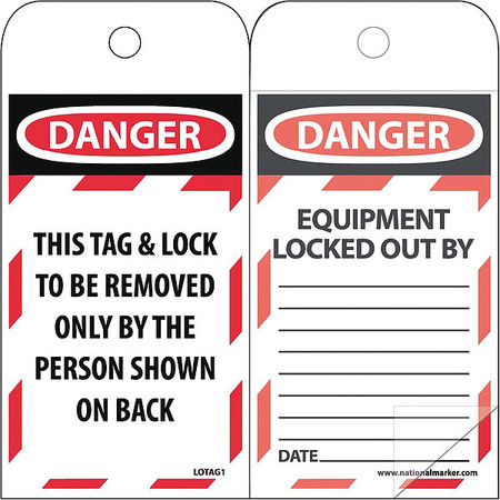NMC Tag & Lock To Be Removed Only By The Person Shown On Back Tag LOTAG1SL150