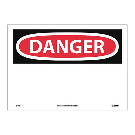 NMC Danger Sign, 14" W, 10" H, English, Vinyl, White, Legend: No Legend D1PB