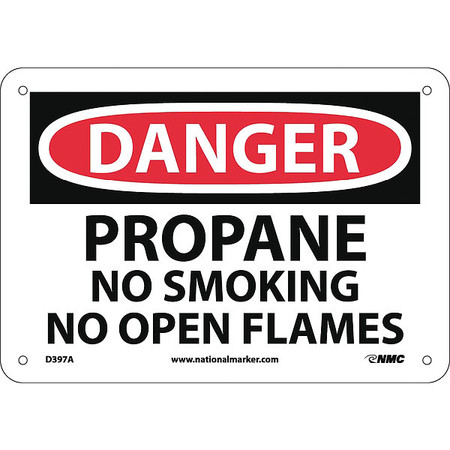 Nmc Danger Propane No Smoking No Open Flame Sign, D397A D397A