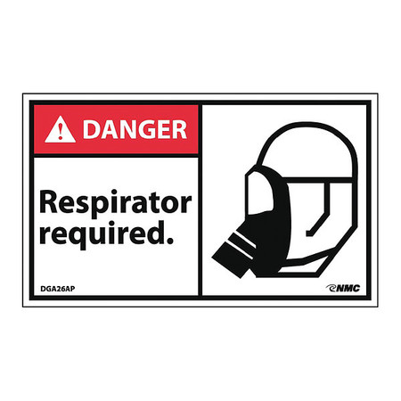 NMC Danger Respirator Required Label, Pk5 DGA26AP