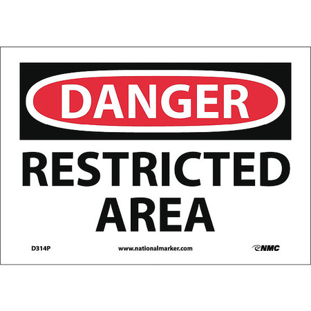 NMC Danger Restricted Area Sign, D314P D314P