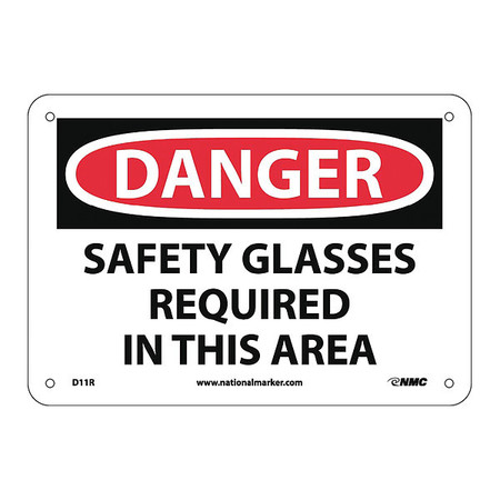 Nmc Danger Safety Glasses Required In This Area Sign D11R