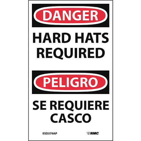 NMC Hard Hats Required Label- Bilingual, Pk5 ESD379AP