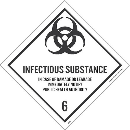 NMC Infectious Substance 6 Label, Material: Pressure Sensitive Vinyl .002 DL53ALV