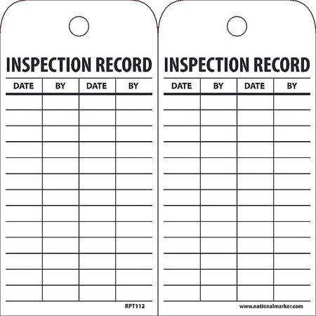 NMC Inspection Record Tag, Pk25 RPT112