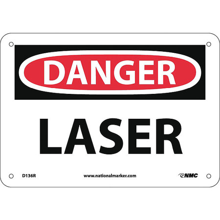 NMC Laser Sign, 7 in Height, 10 in Width, Rigid Plastic D136R