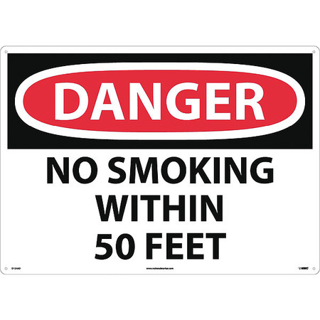 Nmc Large Format Danger No Smoking Within 50 Feet Sign, D124AD D124AD