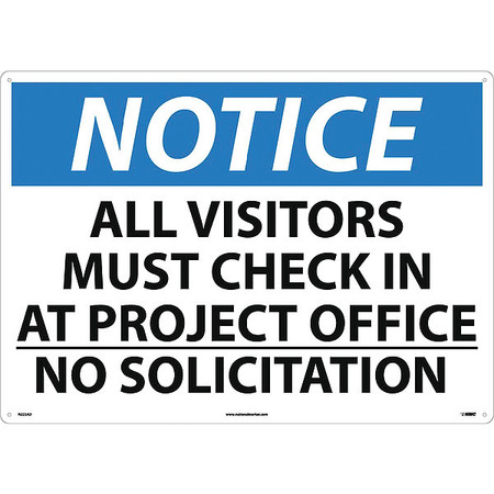 NMC Large Format Notice All Visitors Must Check In At Project Office Sign, N223AD N223AD