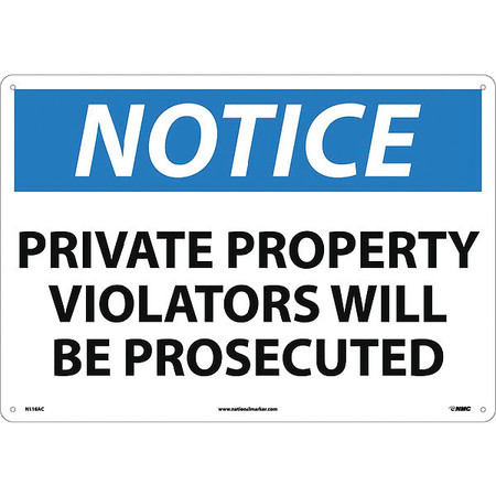 NMC Large Format Notice Private Property Sign, N116AC N116AC