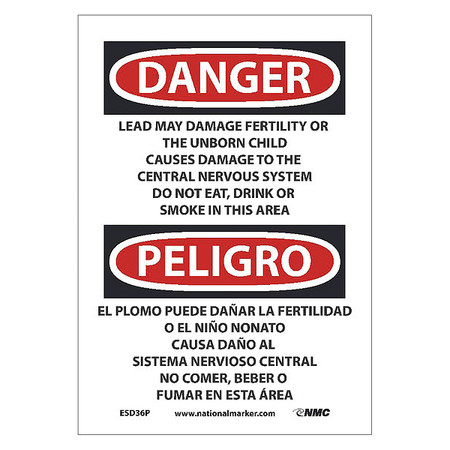 NMC Lead May Damage Fertility Sign - Bilingual, ESD36P ESD36P