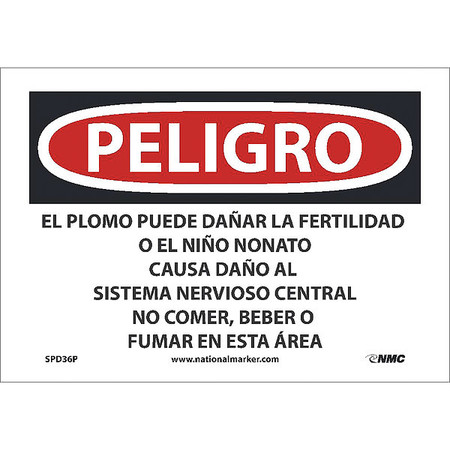 NMC Lead May Damage Fertility Sign - Spanish, SPD36P SPD36P
