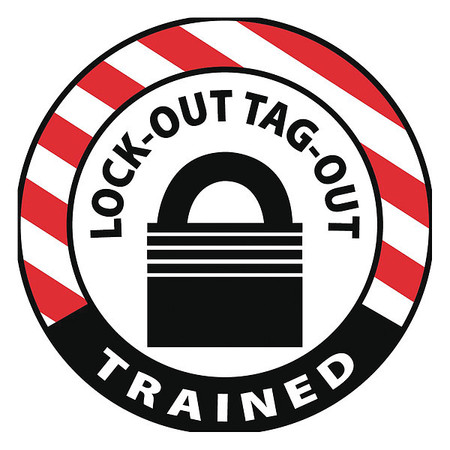 NMC Lock-Out Tag-Out Trained Hard Hat Label, Pk25, Material: Reflective Vinyl Sheeting HH140R