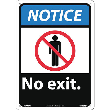NMC No Exit Sign, 10 in W, 14 in H, Aluminum NGA18AB