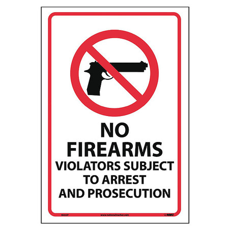 NMC No Firearms Allowed Sign, M453P M453P